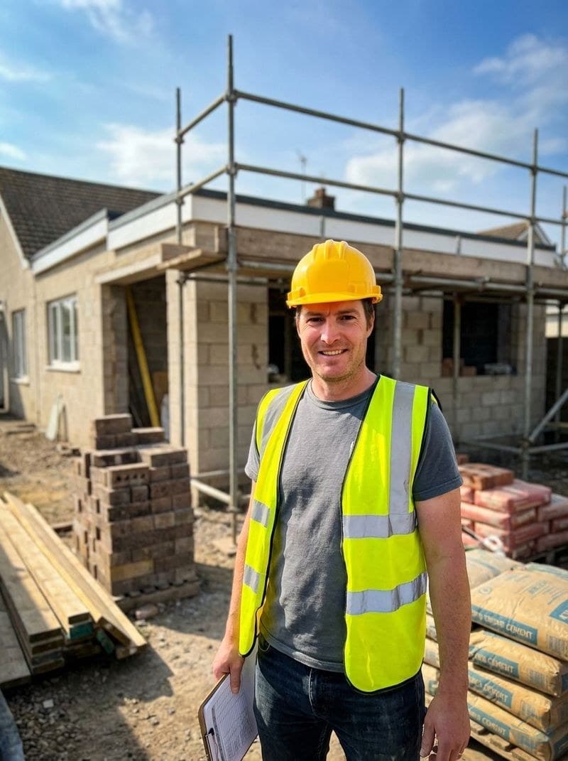 The founder on site during the kitchen extension