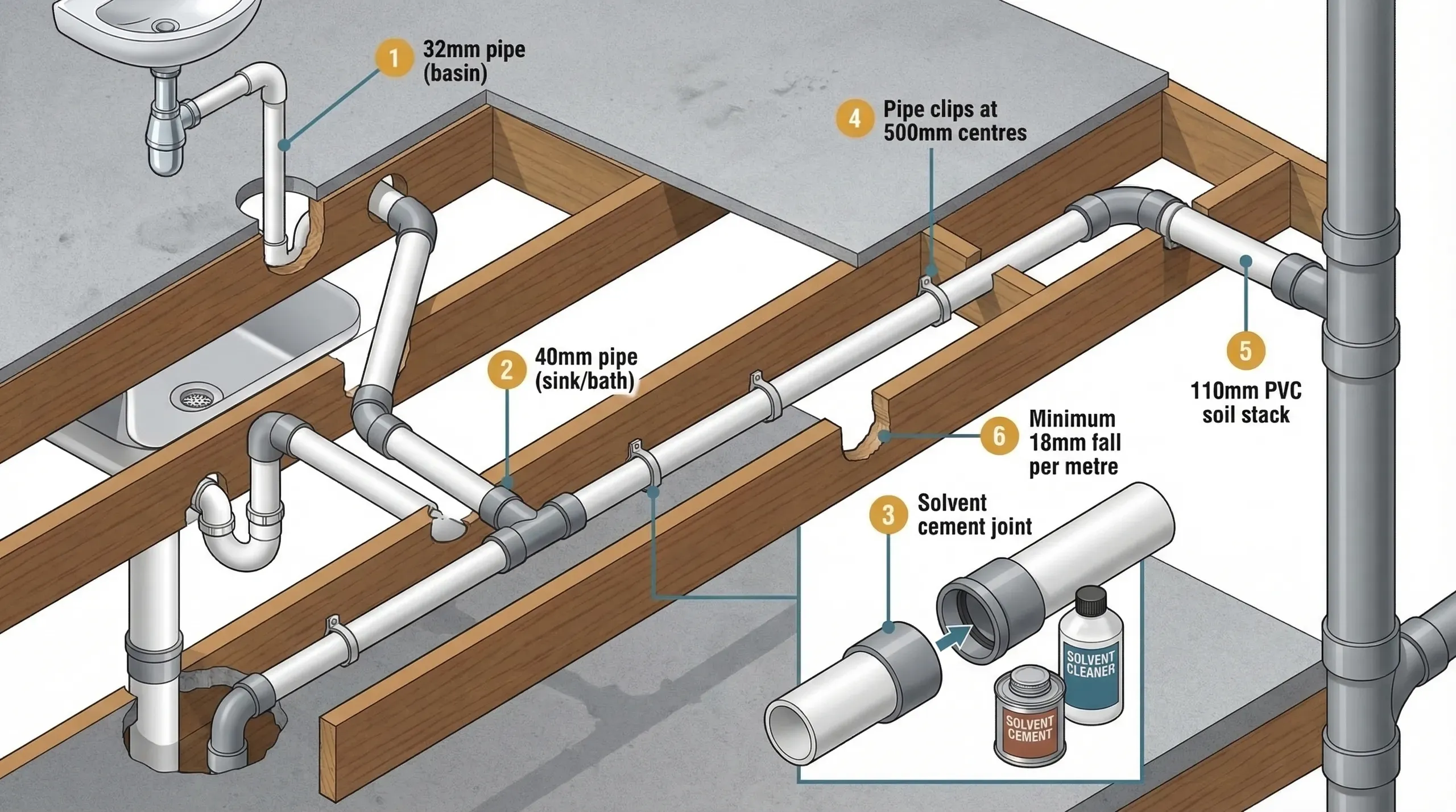 Solvent-Weld Waste Pipe: Sizes, Gradients, and How to Get Joints Right First Time